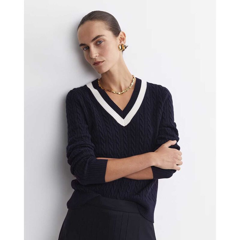 Sportscraft Baby Cable V-Neck Sweater image number 5